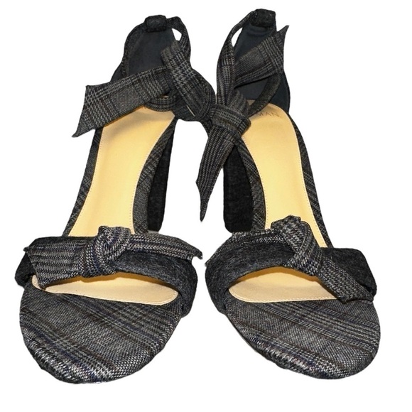 ALEXANDRE Birman Clarita Gray Wool Plaid Check Sandals Block Heels Shoes 9 39 - Picture 3 of 14